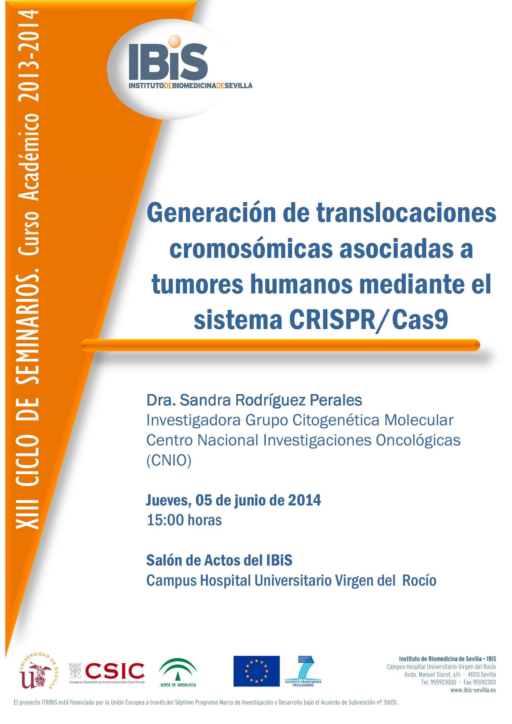 Poster: Generación de translocaciones cromosómicas asociadas a tumores humanos mediante el sistema CRISPR/Cas9