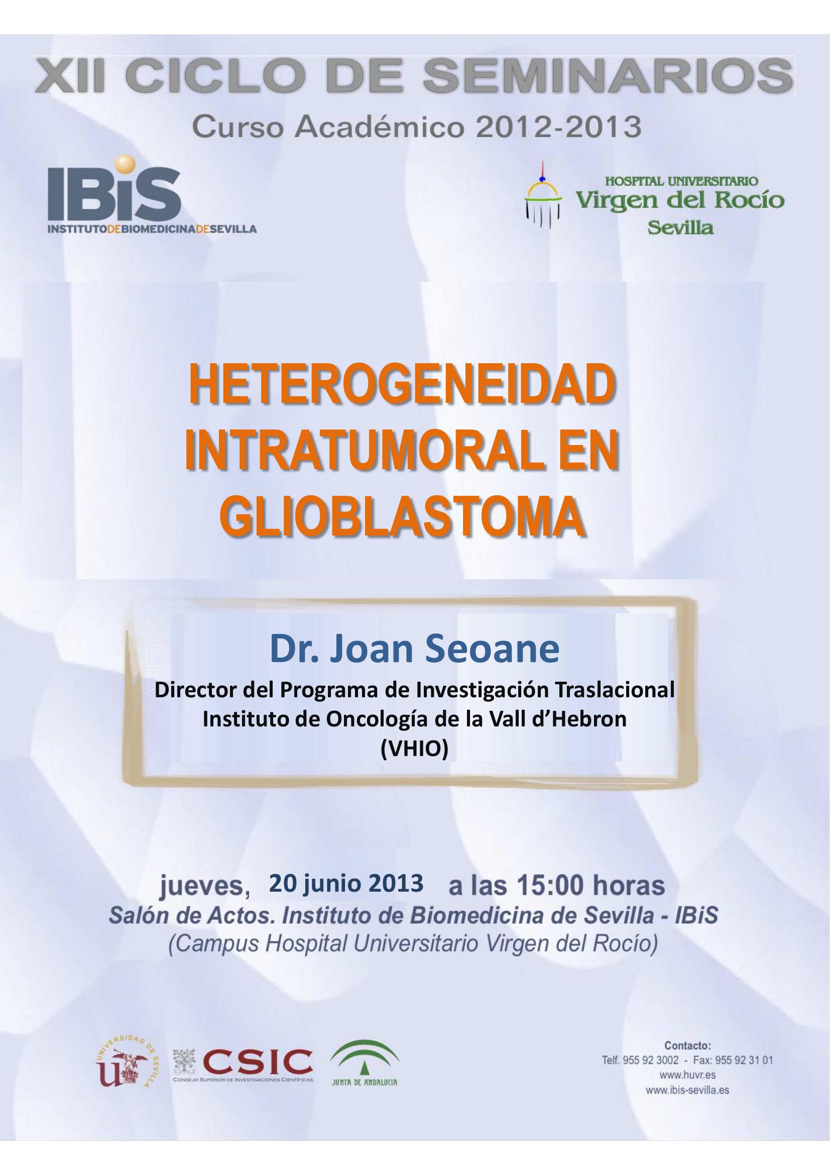 Poster: HETEROGENEIDAD INTRATUMORAL EN GLIOBLASTOMA