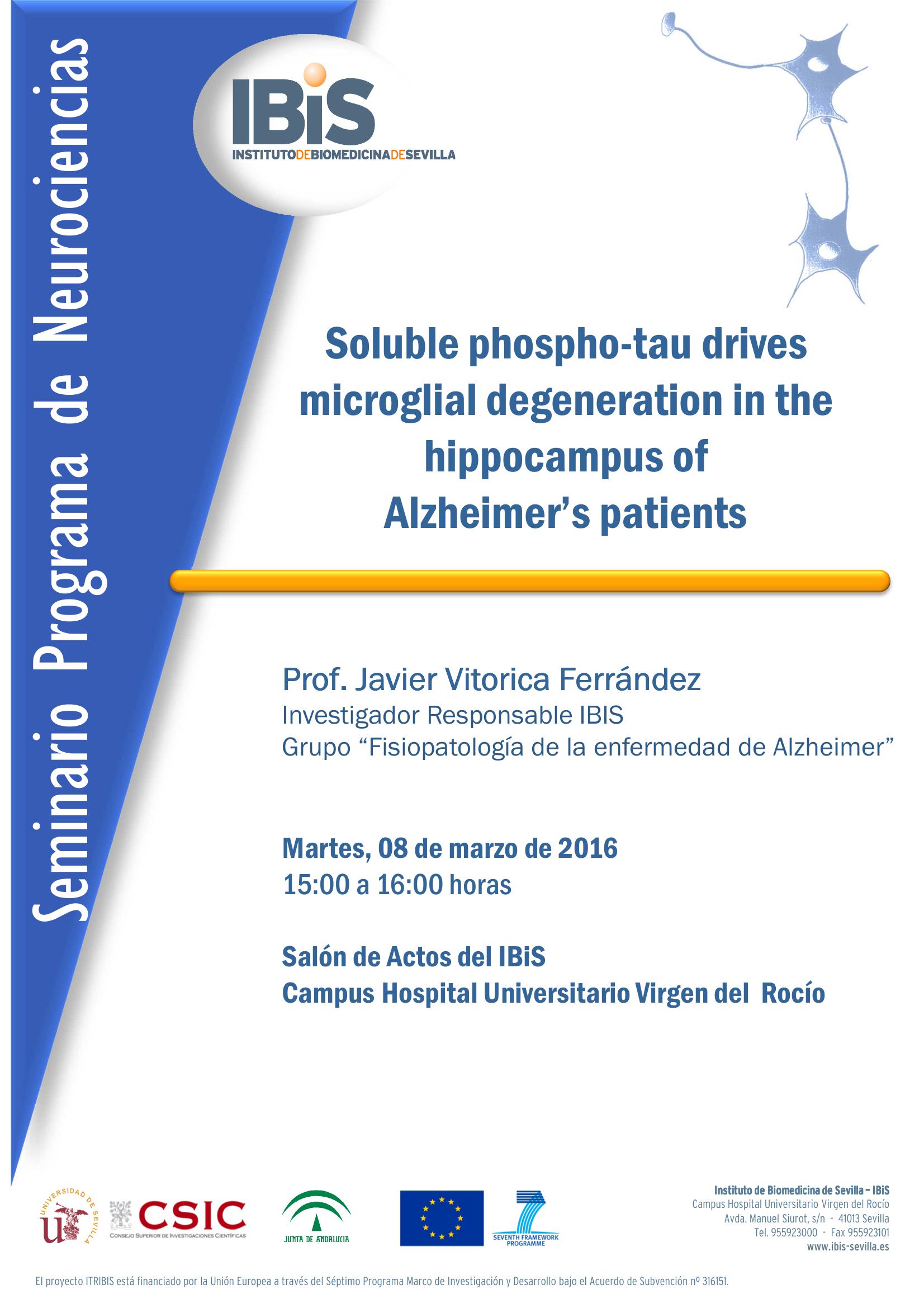 Poster: Soluble phospho-tau drives microglial degeneration in the hippocampus of  Alzheimer’s patients