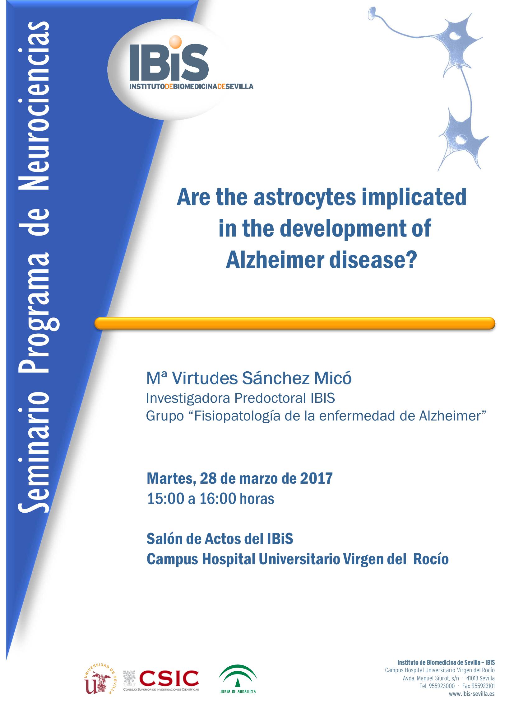 Poster: Are the astrocytes implicated  in the development of  Alzheimer disease?