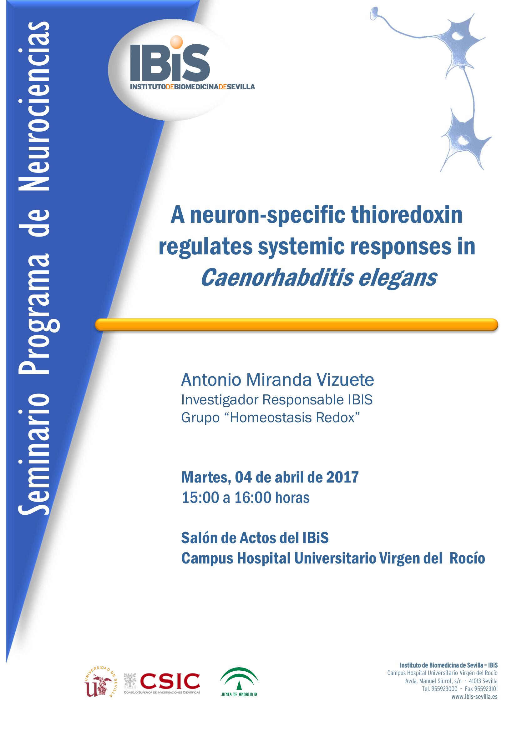 Poster: A neuron-specific thioredoxin regulates systemic responses in Caenorhabditis elegans
