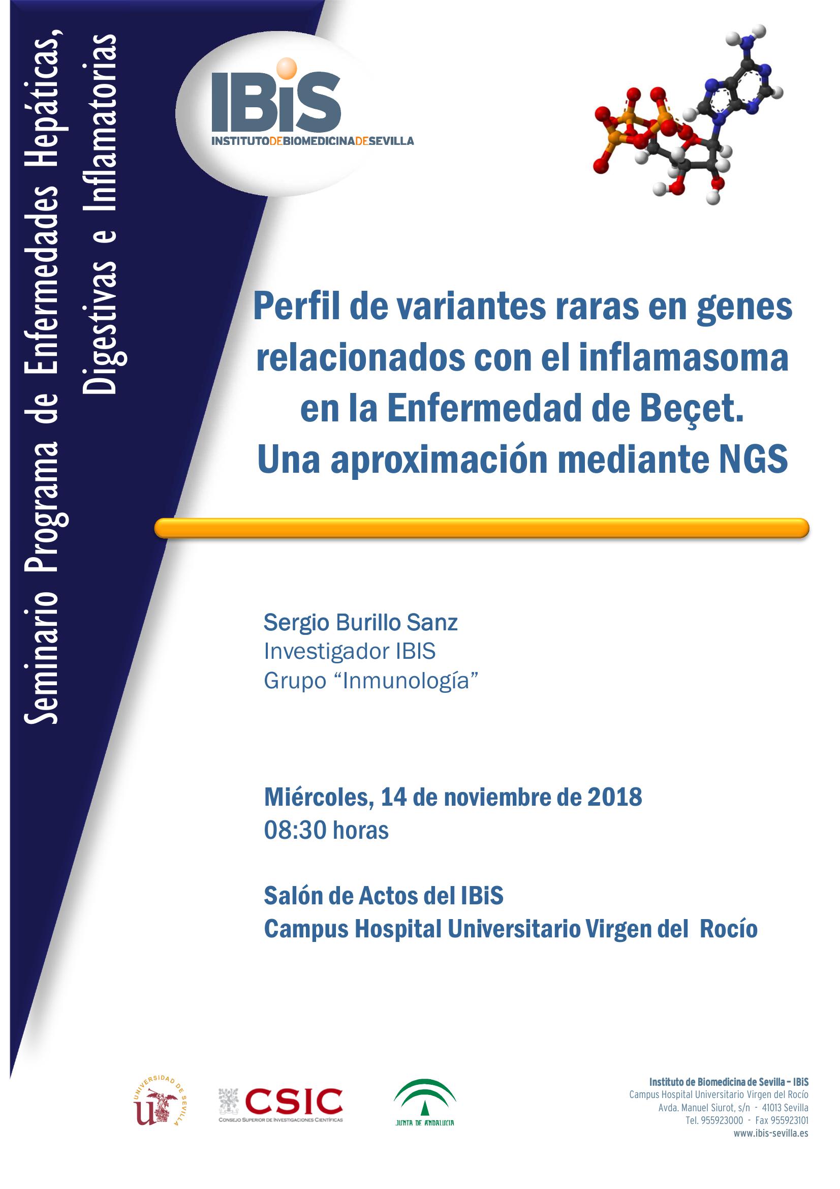 Poster: Perfil de variantes raras en genes relacionados con el inflamasoma en la Enfermedad de Beçet.  Una aproximación mediante NGS