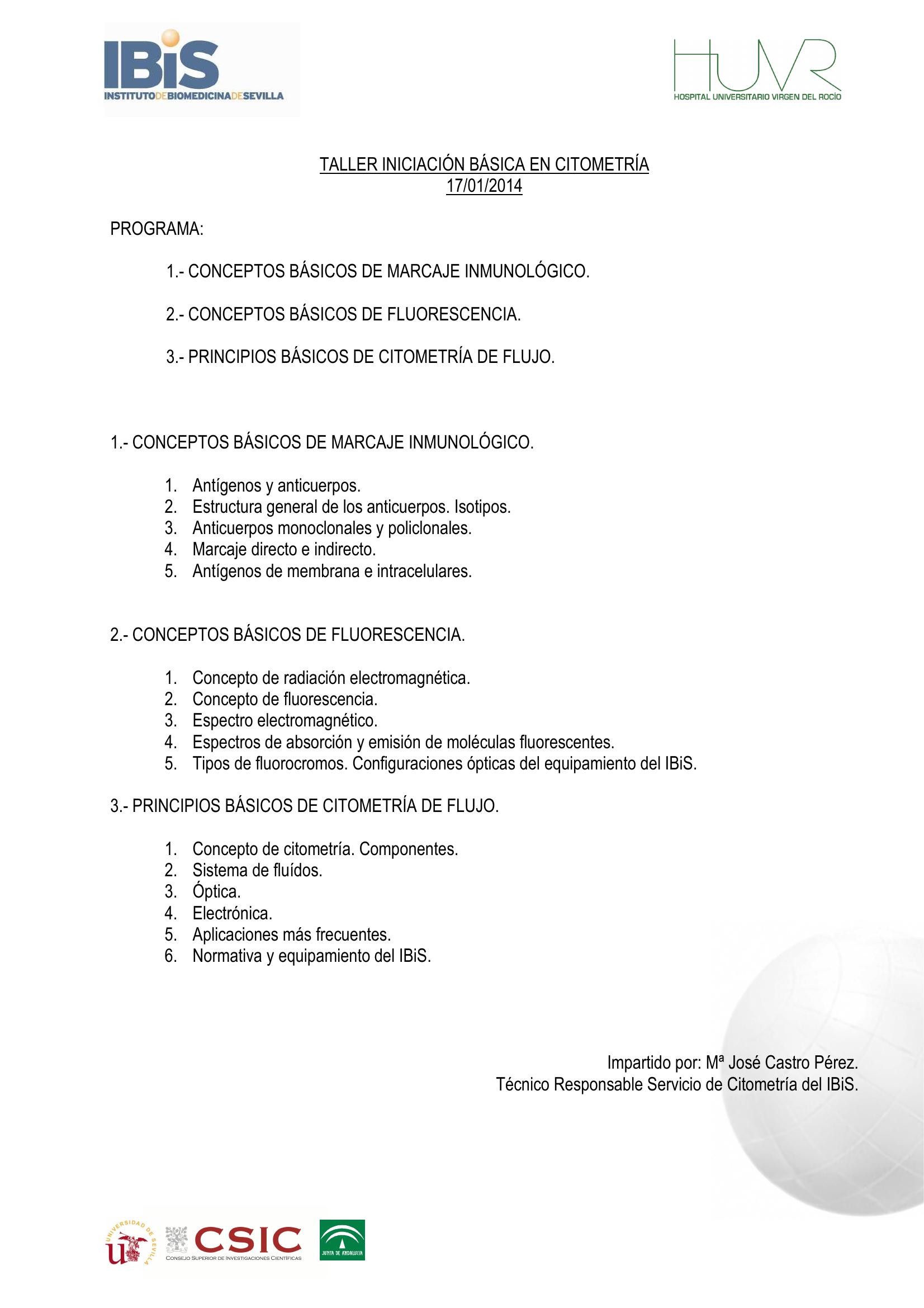 Poster: TALLER INICIACIÓN BÁSICA EN CITOMETRÍA