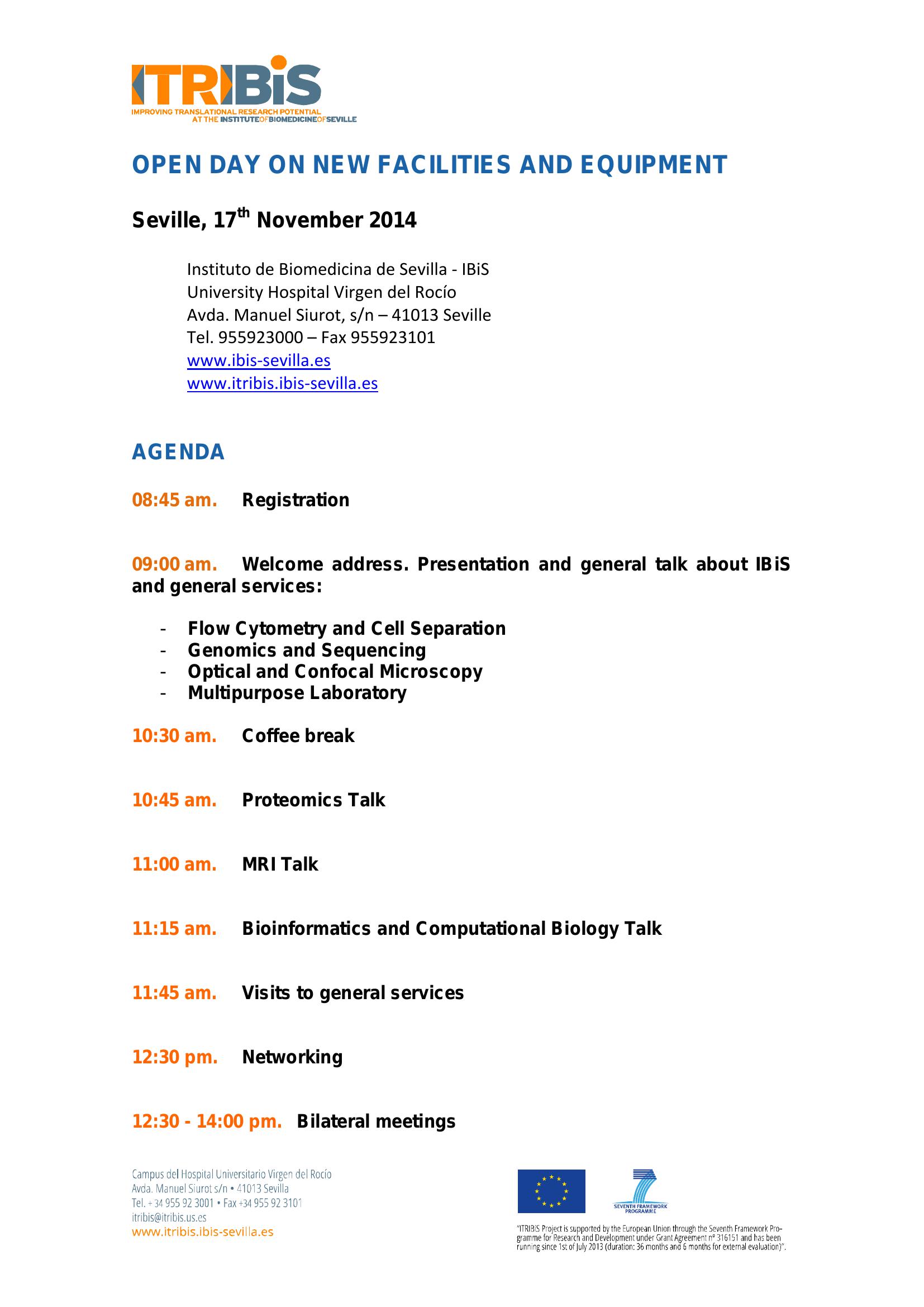 Poster: OPEN DAY ON NEW FACILITIES AND EQUIPMENT - ITRIBIS