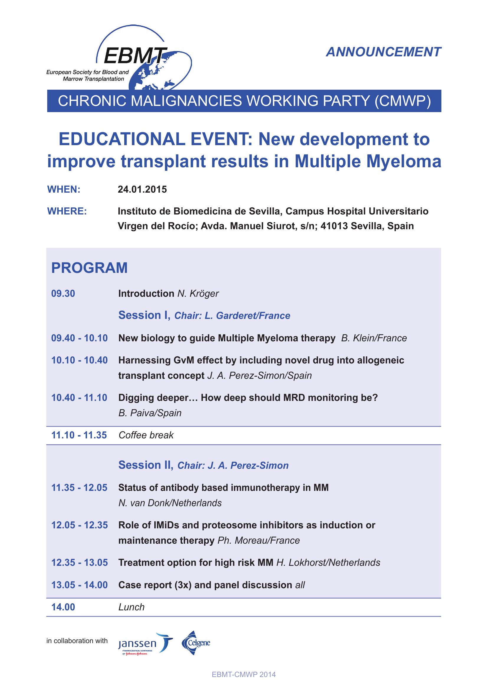 Poster: European Group for Blood and Marrow Transplantation