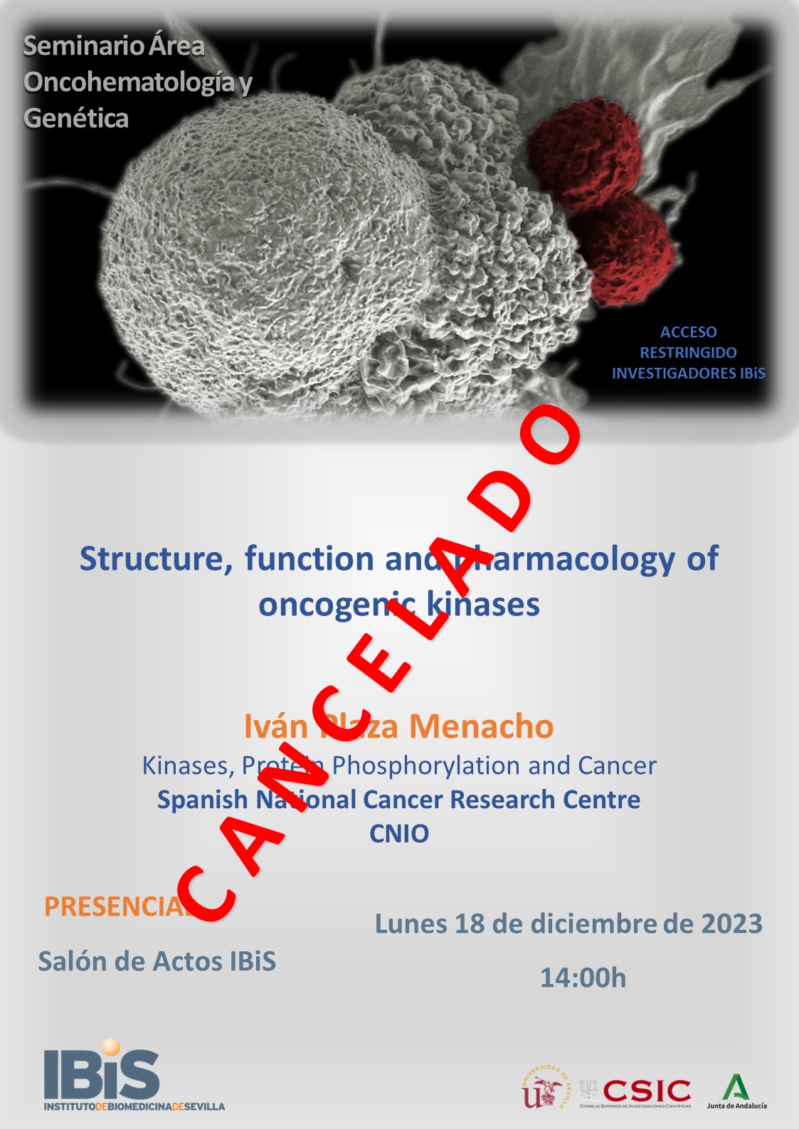 Poster: CANCELADO - Structure, function and pharmacology of oncogenic kinases