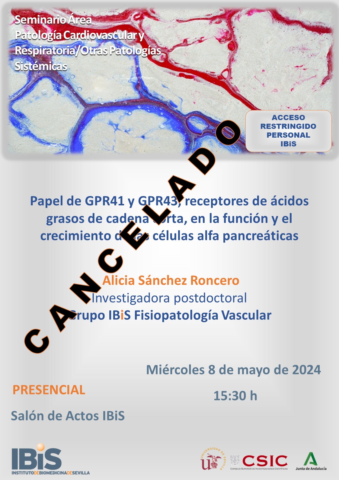 Poster: Papel de GPR41 y GPR43, receptores de ácidos grasos de cadena corta, en la función y el crecimiento de las células alfa pancreáticas