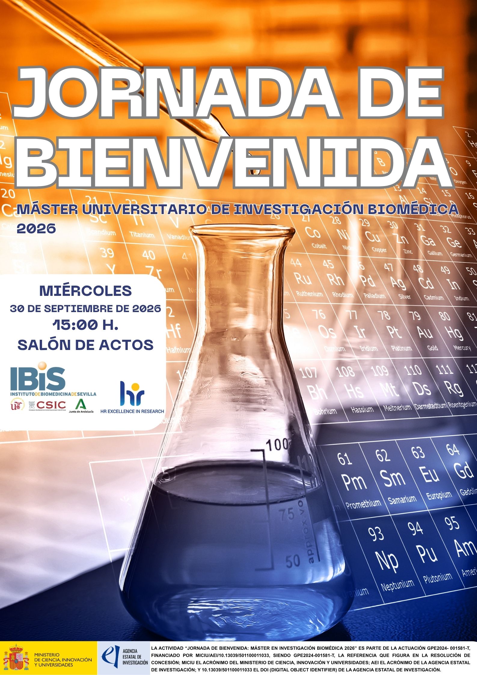 Poster: Jornada de Bienvenida Máster Universitario de Investigación Biomédica 2026-2027