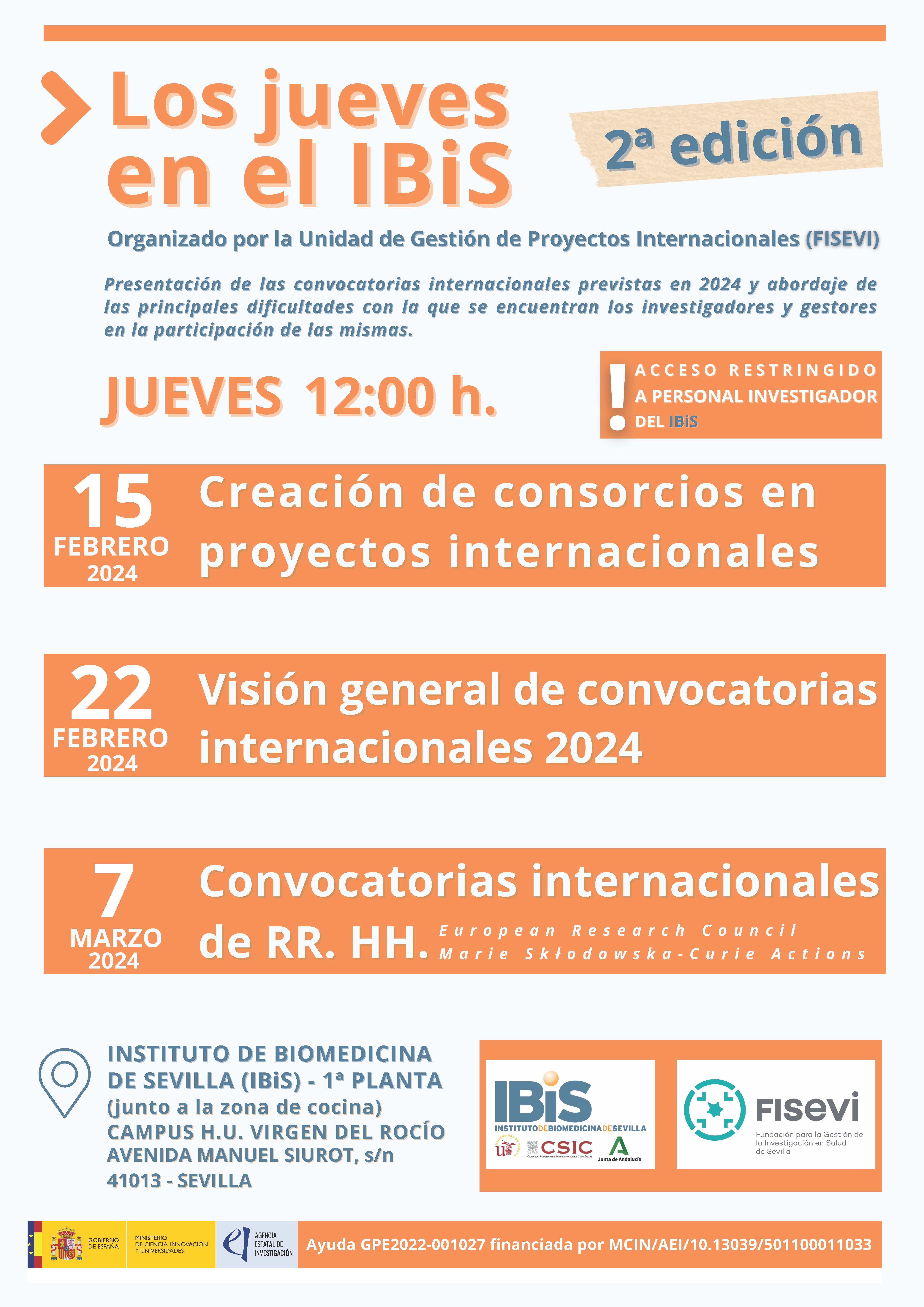 Poster: Los jueves en el IBiS. 2ª Edición