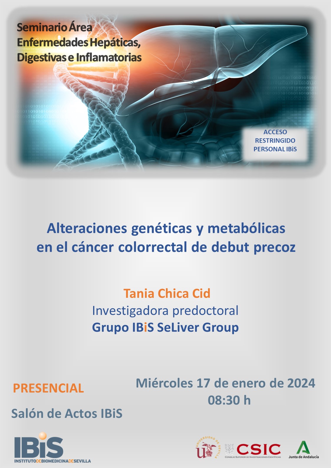 Poster: Alteraciones genéticas y metabólicas en el cáncer colorrectal de debut precoz