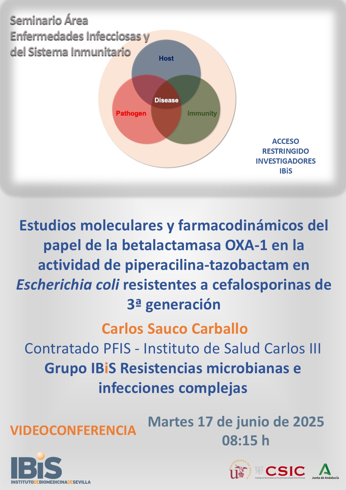 Poster: Estudios moleculares y farmacodinámicos del papel de la betalactamasa OXA-1 en la actividad de piperacilina-tazobactam en *Escherichia coli* resistentes a cefalosporinas de 3ª generación