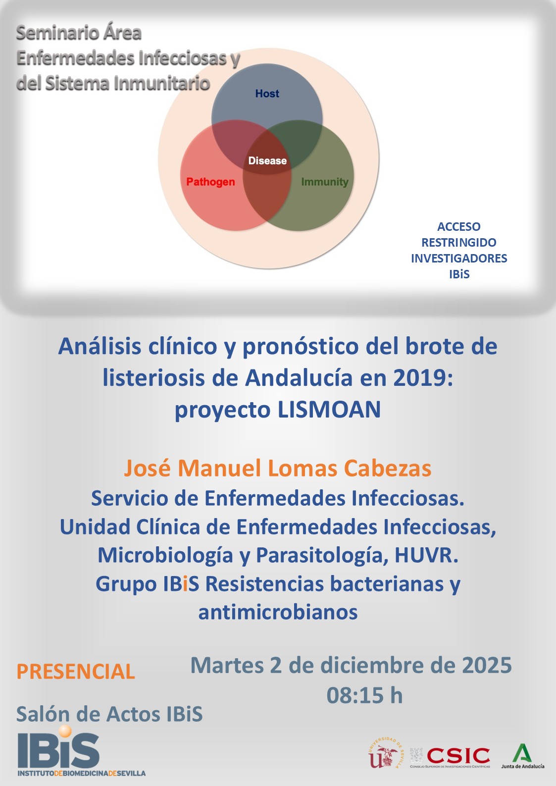 Poster: Análisis clínico y pronóstico del brote de listeriosis de Andalucía en 2019: proyecto LISMOAN