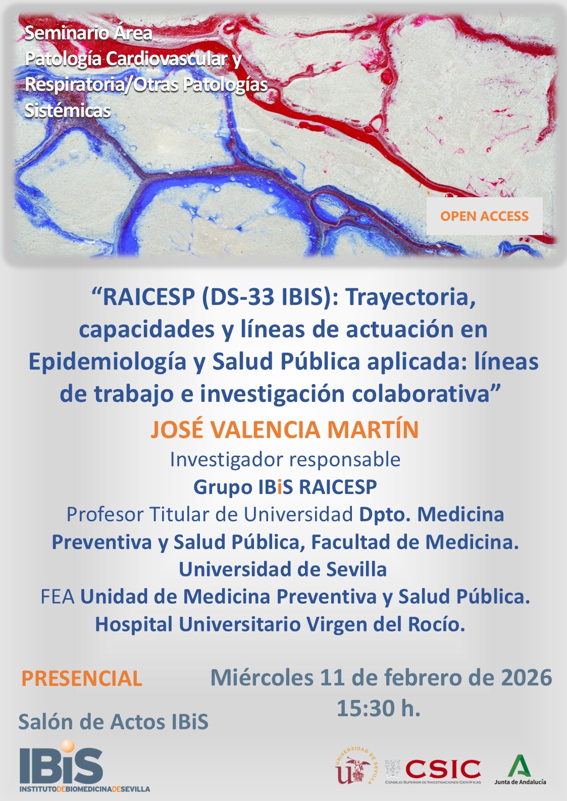 Poster: RAICESP (DS-33 IBIS): Trayectoria, capacidades y líneas de actuación en Epidemiología y Salud Pública aplicada: líneas de trabajo e investigación colaborativa