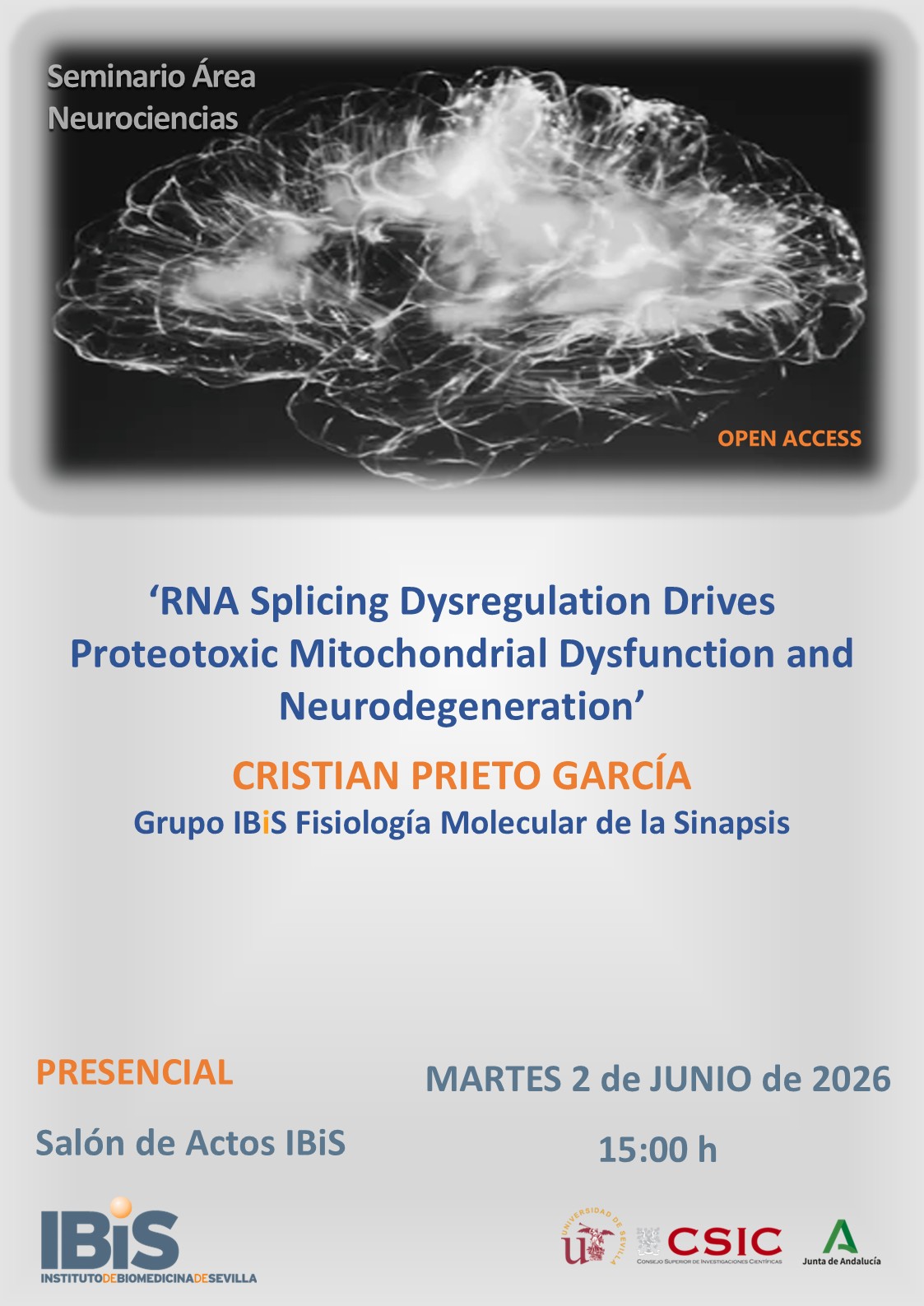 Poster: RNA Splicing Dysregulation Drives Proteotoxic Mitochondrial Dysfunction and Neurodegeneration
