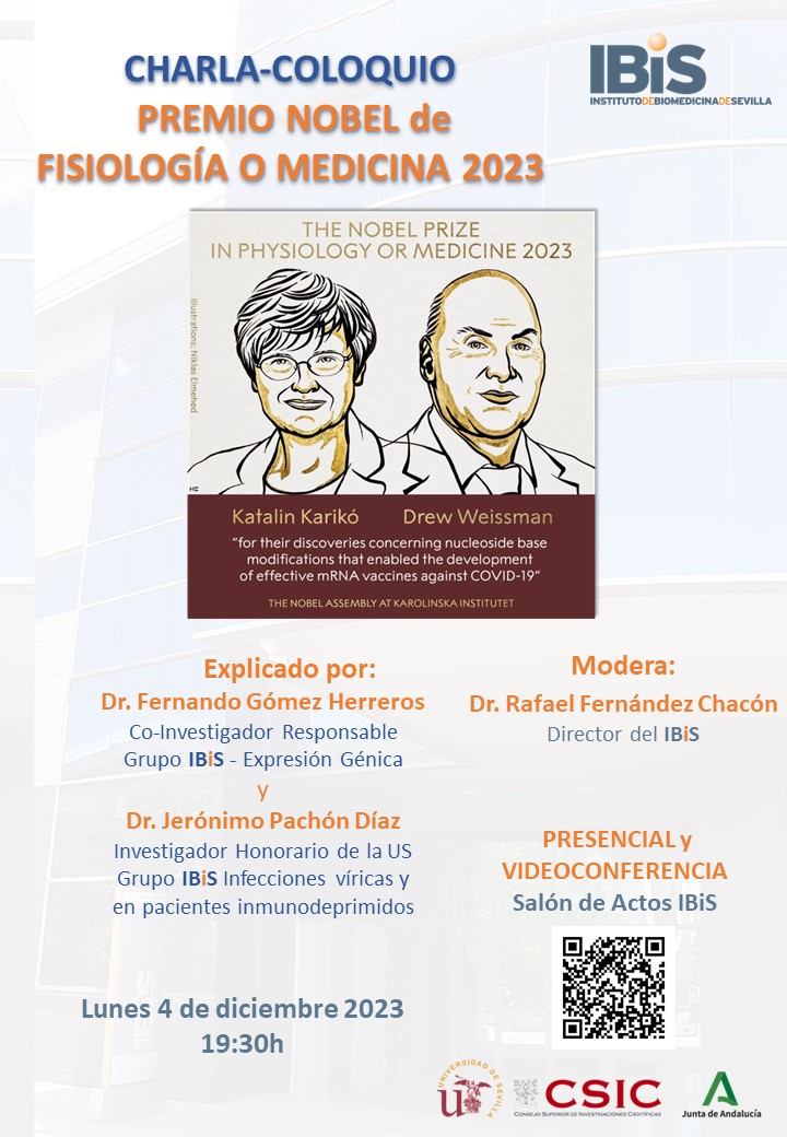 Poster: CHARLA-COLOQUIO  PREMIO NOBEL de FISIOLOGÍA O MEDICINA 2023