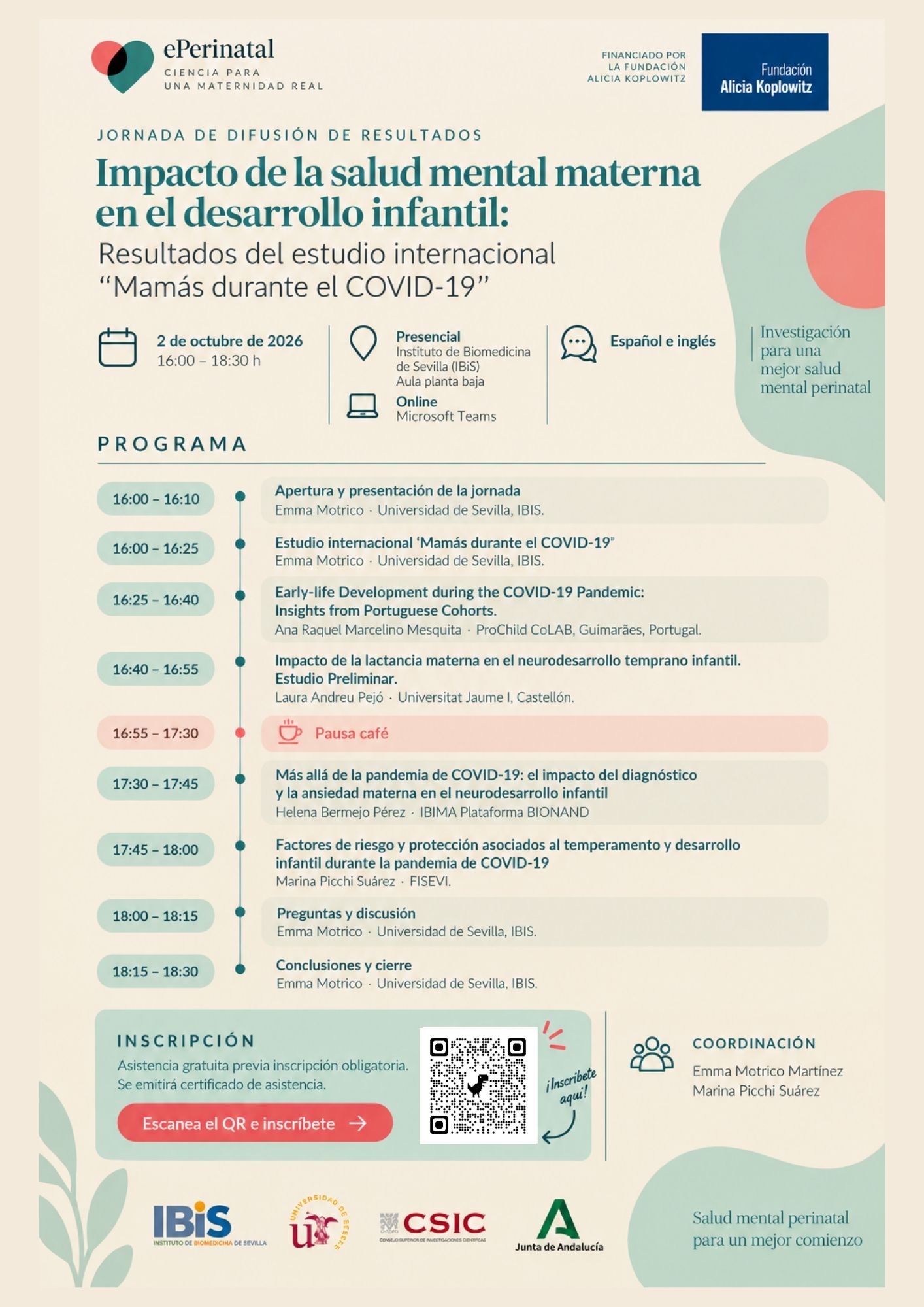 Poster: Jornada Impacto de la salud mental materna en el desarrollo infantil: Resultados del estudio internacional “Mamás durante el COVID-19”